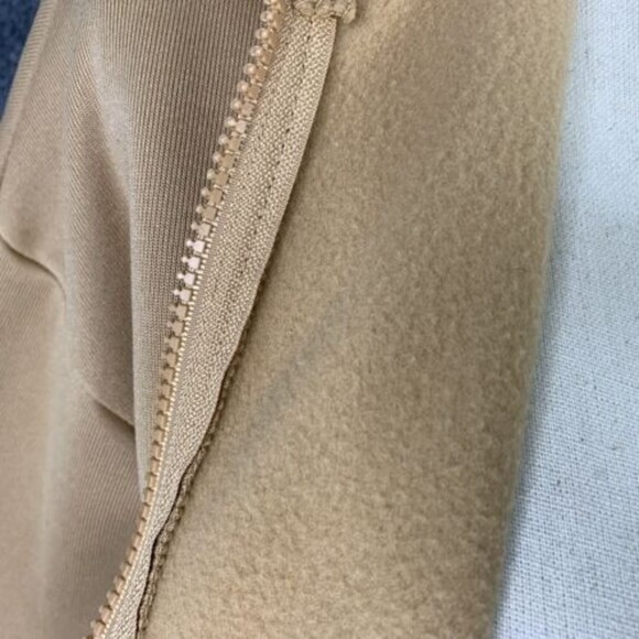 Shein Zip Front Sweatshirt Women XS Tan White Long Sleeve Pockets - Picture 9 of 11